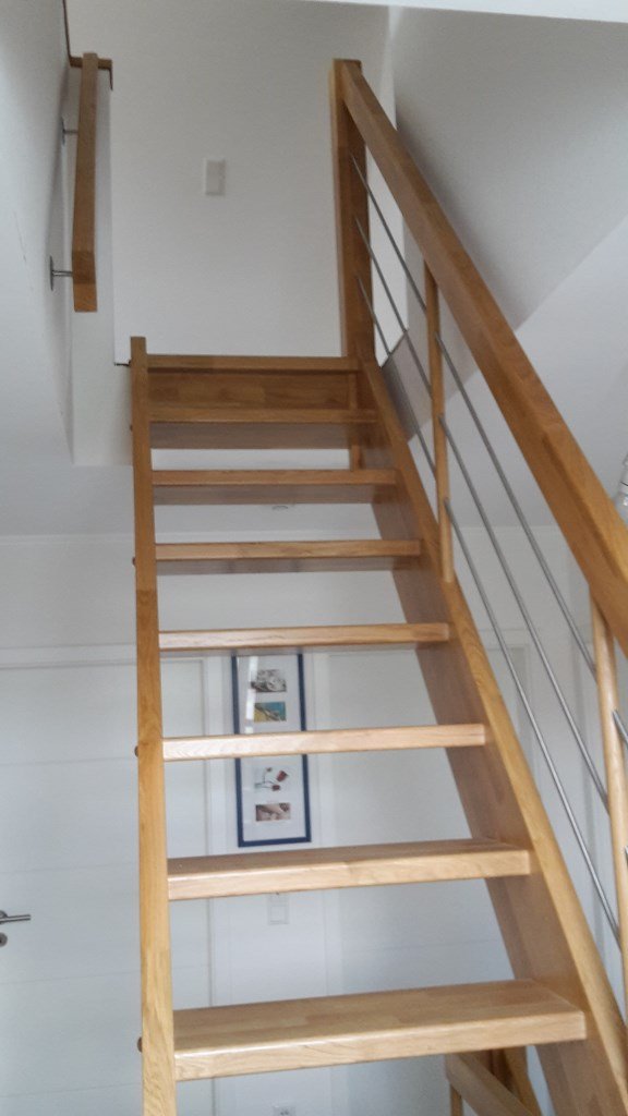 Eichentreppe Edelstahl von oben